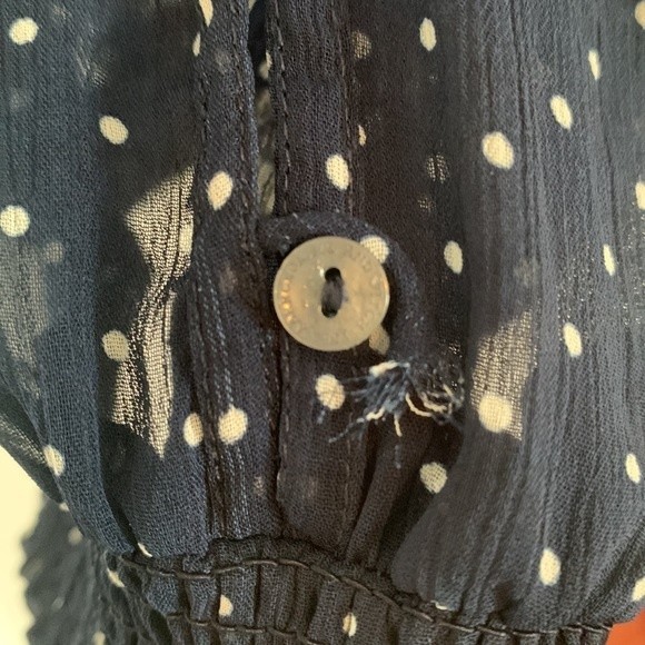 Abercrombie & Fitch Navy and White Polka Dot Top Medium - Picture 8 of 9